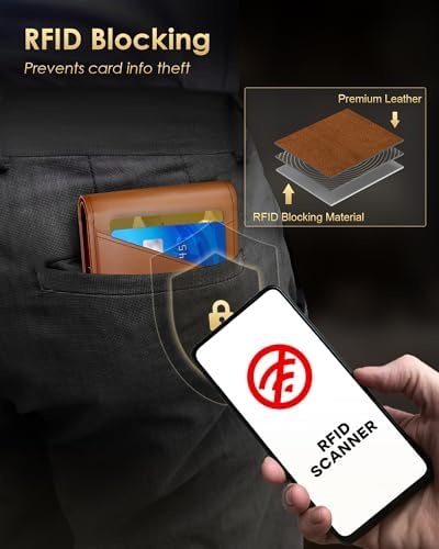 QLD 2026 Wallet for Men - RFID Blocking Slim Minimalist Wallet, Brown - Image 4