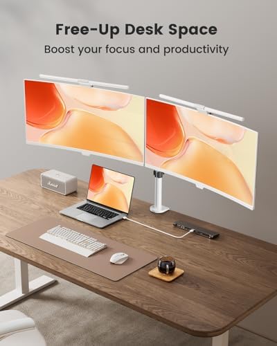 ErGear Fully Adjustable Dual Monitor Mount for 2 Screens up to 32 Inches, Holds up to 17.6 lbs Each Arm, Desk Stand, White - Image 5