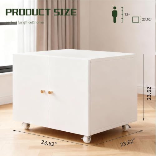 23.6" H Printer Stand with Storage Cabinet & Wheels - Image 2