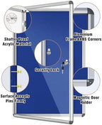 Mifuro 36"x24" Enclosed Bulletin Board, Lockable Weather-Resistant Aluminum Cork Noticeboard for School & Office, Silver Frame w/Blue Flet - Image 3