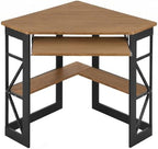 VECELO Corner Computer Desk 41 x 30 inches with Smooth Keyboard & Storage Shelves for Home Office Workstation, Teakwood Brown by VECELO