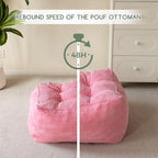 HIGOGOGO Square Stuffed Pouf Ottoman, Corduroy Poufs with Foam Chunk Filling, Furry and Fluffy Pouf Foot Stool Storage Ottoman, 25.6 X 25.6 Floor Poufs Foot Rest for Living Room, Pink - Image 4
