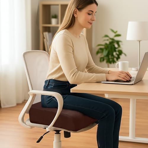 6" Extra Thick Memory Foam Office Chair Cushion – 2-Layer Booster Seat for Back & Tailbone Pain Relief, 18 x 16 x 6in Non-Slip Cushion with Carry Handle for Wheelchair, Car, and Airplane - Image 2