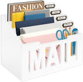 Mail Organizer Countertop, Desktop Mail Sorter with 4 Slots & Labels, White by ADDFITHOUSE