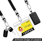 Segarty Lanyards with ID Holder, 100 Pack Horizontal Clear Plastic Badge Name Tags Key Card Holder, Black Strap Clips Waterproof Ziplock Nametag Protector for Women, Business, Office - Image 5