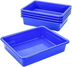 Storex Letter Size Flat Storage Tray – Organizer Bin for Classroom, Office and Home, Blue, 5-Pack (62517A05C), 10 x 13 x 3 Inches - Image 3