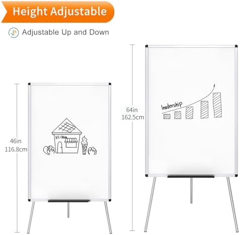 VIZ-PRO Whiteboard Easel, 36 x 24 Inches, Portable Tripod Dry Erase Board - Image 2