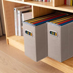 6 Packs Letter Size File Organizer, File Folders Organizer, Fabric Storage Box, Collapsible Paper Organizer with Metal Handle, Smooth PVC Rails, Only Box (Beige) - Image 7
