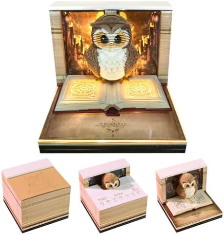 3D Calendar 2027, Tear-Away Desk Calendar, Paper Art Memo Pad, LED Light (Magic Eagle) - Image 2