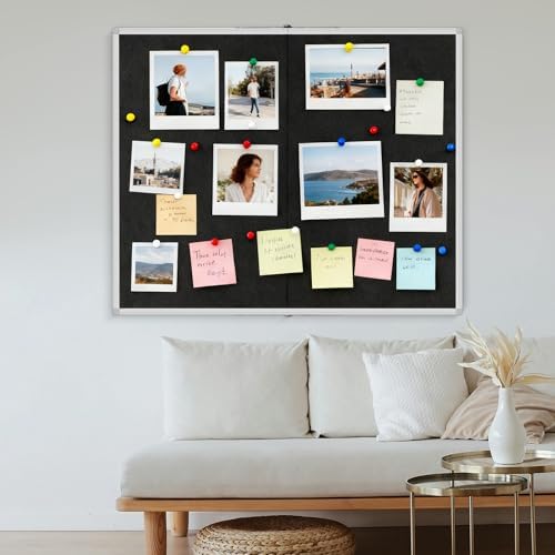 Large Cork Bulletin Board, 48 X 36 in Foldable Silver Aluminium Frame Noticeboard for Wall, 4'x 3' Large Wall Mounted Memo Notice Pin Board with 28 Push Pins for School, Home & Office (Black) - Image 6