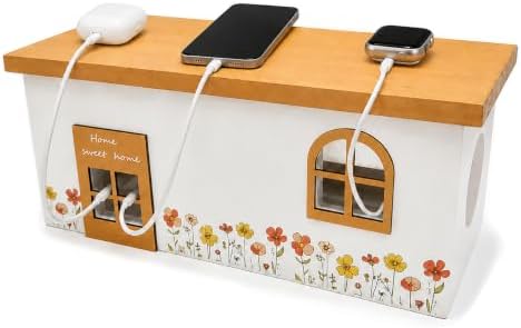 Wood Cable Management Box, Cord Hider & Organizer for Power Strip by ZJRUI