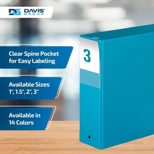Premium Economy 3-Ring Binder, Spine Label, 3" Round Rings, Turquoise, 6 Pk - Image 4