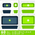 Tool Box Organizer Tray, 60 PCS & 5 Sizes, Blue and Green - Image 2