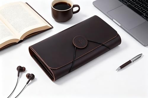 Genuine Leather A6 Receipt Organizer, Leather Expanding Accordion File Folder, 7 Pockets Expanding Bill Receipt Holder for Receipts,Invoices,Coupons,Cards, 7.8X4.3 Inches - Image 6