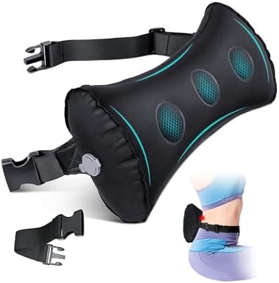 Inflatable Lumbar Pillow for Airplane Travel Lumbar Support Pillow for Car, Office Chair Back Support Office Chair Back Support for Reducing Lower Back Pain (Black) by BLABOK