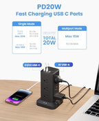 10ft Long Extension Cord, Flat Plug Surge Protector Power Strip - Image 3
