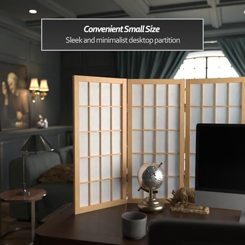 2 ft. Short Desktop Window Pane Shoji Screen - Natural - 8 Panels - Image 2