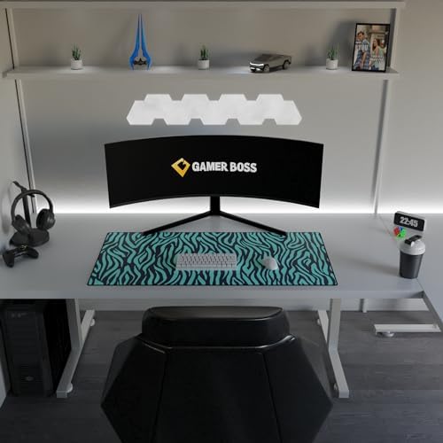 Gamer Boss - Gaming Mouse Pad - 48 x 24 Inches - 4mm Thick with Stitched Edges, Non-Slip Rubber Base, Premium Cloth Mousepad, Desk Mat for Laptop, Keyboard, Computer & PC (Mega, Blue Zebra) - Image 3