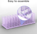 File Organizer for Desk, 11-Section Vertical File Sorter, Paper Holder Organizer Standing Metal File Folder for Office Home Classroom, Purple - Image 5