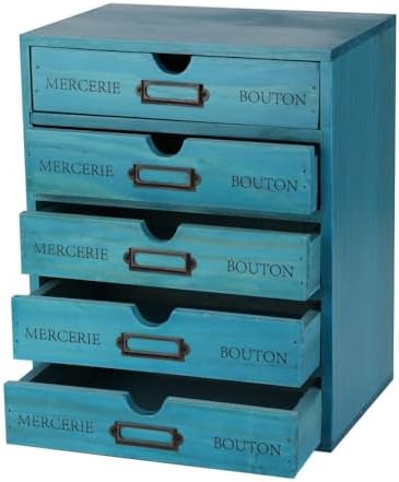 Small Wooden Drawers Wooden Box with Drawer, Blue 5 Wood Drawer by Unknown