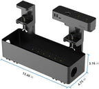Hiree Under Desk Cable Management Tray with Power Strip, 8 AC Outlets, 2 USB Ports & 1 USB-C Port, Clamp Mount Desk Cable Organizer, No Drill Cord Management Tray for Standing Desk, Home Office（Black） - Image 5