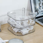 Large Cord Organizer Box with Lid, Clear, 2-Tiers, Rotating - Image 3