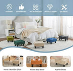 Poofzy Small Foot Stool Ottoman, Linen Ottoman Foot Rest with Legs, Rectangle Foot Rest for Couch, Footstools and Ottomans Small for Living Room and Entryway (Beige) - Image 6