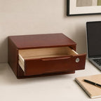 Wooden Desk Organizer with Drawers and Lock, Desktop Storage Cabinet,Drawer Organizer Desktop Drawer Wooden Storage Box for Home office Supplies (Walnut, 2Tier) - Image 5