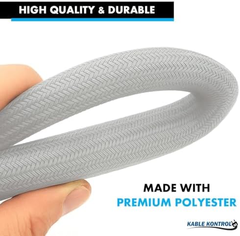 Kable Kontrol Braided Cable Sleeve Split Wrap 3/8" 25 Ft - Platinum Gray - Image 4