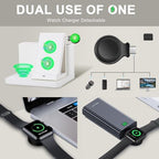 LADSTAG Leather Desk accessories Pen Holder with 3-in-1 Wireless Charger for Phone, Earbuds, Watch Multifunctional Desktop Phone Stand for Office and Home,birthday gifts,gifts for him (white) - Image 3