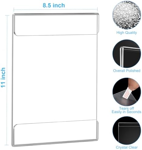 EHWINE Acrylic Sign Holder 8.5 x 11 Wall Mount, 10 Pack Clear Flyer Holders - Image 3