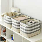 TheWarmHome Extra Large Cube Storage Bins Baskets for Organizing, Sturdy Fabric Storage Basket Cube W/Handles, Decorative Foldable Storage Baskets for Shelves Closet Nursery Toy (3 Pack 16×12×12inch) - Image 4