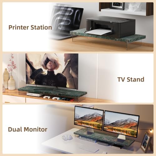 Monitor Stand Riser, 25x10 in Wood & Acrylic Computer Desk Organizer Shelf - Image 7