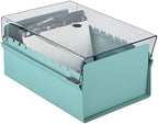 Acrimet 4 x 6 Card File Holder Organizer Box Metal Base Heavy Duty (AZ Index Cards and Divider Included) (Green Color with Clear Crystal Plastic Lid Cover) - Image 5