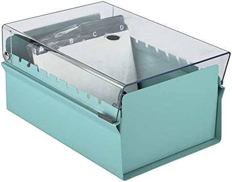 Acrimet 4 x 6 Card File Holder Organizer Box Metal Base Heavy Duty (AZ Index Cards and Divider Included) (Green Color with Clear Crystal Plastic Lid Cover) - Image 5