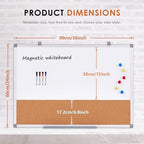 SWANCROWN Dry Erase Board with Cork Board, 24 x 36 in, Aluminum Frame - Image 2