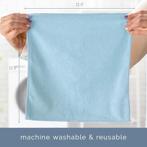 S&T INC. Microfiber Cleaning Cloth, 150 Pack, 11.5" x 11.5", Light Blue - Image 6