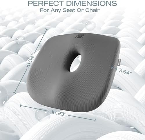 Skechers Seat Cushion Memory Foam,Donut Pillow Office Chair Cushion for Tailbone Pain Relief,Butt Pillow for Office Chair,Car seat Cushion,Long Sitting Office Workers,and Car Drivers,Grey - Image 5