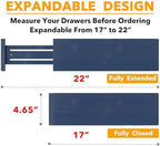 SpaceAid Bamboo Dresser Drawer Dividers 6 Pack, 4.65“ High Adjustable 17“-22” Drawer Organizers, Expandable Organization for Clothing, Clothes, Dressers, Navy Blue - Image 3