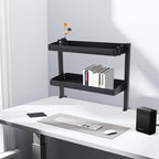 LYNICESHOP Clamp On Desk Shelf,2-Tier Adjustable Storage Organizer with Tray for Laptop, Office Supplies and Decor 22lbs Capacity per Shelf (Black/White) (Black) - Image 6