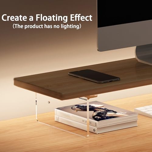 Anti-slip Monitor Stand Riser 2.16/3.34 Inch 2 Height Adjustments Clear Acrylic Stand with Clear Anti-slip Mat, Desk Accessories Screen/PC/Printer/Laptop/Mirror Riser 7.8 x 15.7 Inch (Black) - Image 2
