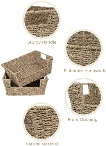 StorageWorks Pantry Baskets for Organizing, Storage Baskets, Seagrass - Image 4