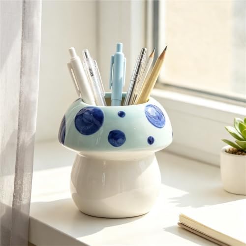 Elegant Cute Mushroom Ceramic Pen Holder Creative Desk Organizer for office - Image 7