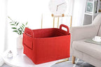 Minoisome Storage Basket Felt Storage Bin Collapsible& Convenient Box Organizer with Carry Handles for Office Bedroom Closet Babies Nursery Toys Laundry (Red, 19.9inch（L）×13.6inch（W）×12.6inch（H）) - Image 2