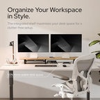 KIVY Dual Monitor Riser With Integrated Metal Shelf - Wooden Desk Shelf - Image 2