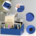 Wood Mail Organizer Countertop,Farmhouse Desk and Kitchen Countertop Storage, Letter Sorter, Desk Mail and Bill Organizer, Desktop File and Paper Holder (Blue) - Image 5