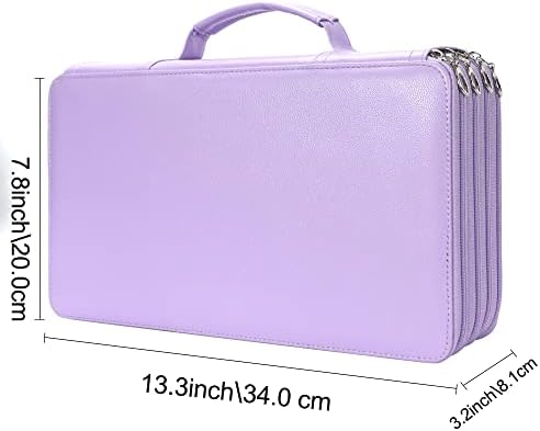 Vomgomfom PU Leather Pencil Case, Holds 100 Markers/300 Pens,Purple - Image 2
