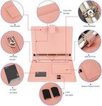 Wonderpool A4 PU Leather Ring Holder Writing Portfolio Multi Document Case with Removable Binder Clipboard and Functional Pocket for Organizer Office Travel School (Pink) - Image 2