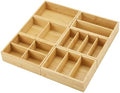Bamboo Drawer Organizer with Removable Dividers, Fits Kitchens, Bathrooms, Desk, Utensil, Makeup (Natural, S) by QYMXHZE