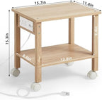 YUFAM 2 Tier Under Desk Printer Stand with Charging Station, Natural - Image 3